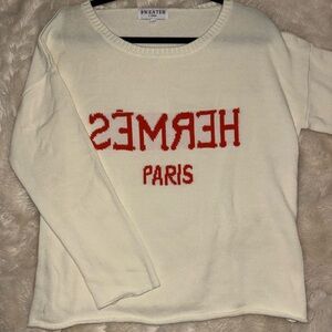 Cream knit sweater “HERMES PARIS”